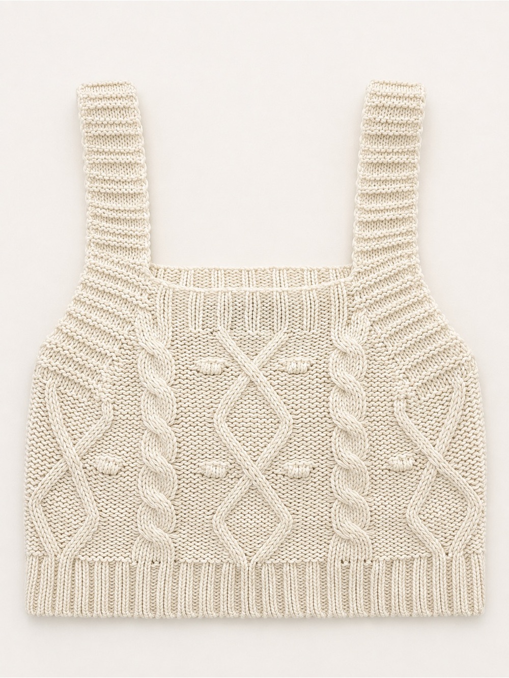 Kendall +Kylie Cream Cable Knit Cropped Tank Top Size Small.